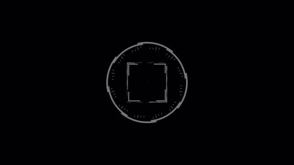 Futuristic HUD Interface: Digital Circle and Square Elements on Black - Powered by Adobe