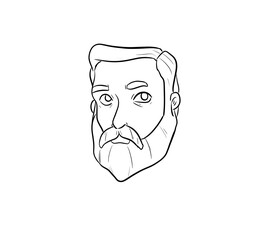 bearded man digital drawing illustration isolated