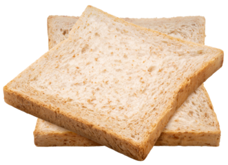 A slice of white whole wheat bread isolated on white background, Sliced white sandwich bread on White Background With clipping path, High resolution photography PNG file.