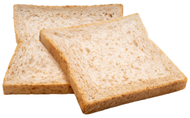 A slice of white whole wheat bread isolated on white background, Sliced white sandwich bread on White Background With clipping path, High resolution photography PNG file.