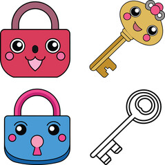 Lock set vector design on a white background