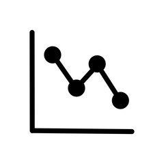 Declining line chart icon for business loss and financial decrease／業績低下や損失を表すビジネス・金融用下降グラフアイコン