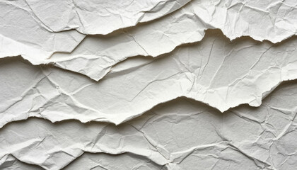 Layered Torn White Paper Crinkled Worn Texture Background