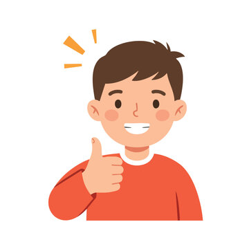 a happy child with a confident smile, giving a big thumbs-up gesture with one hand