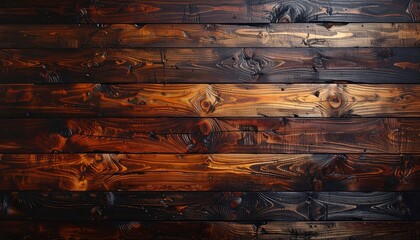 Rustic Dark Wood Planks Background with Warm Tones and Textured Grain.