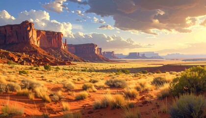 Majestic Monument Valley Desert Landscape at Sunset.
