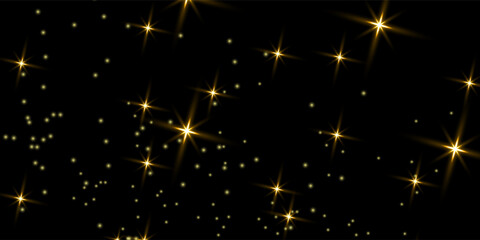 Golden horizontal light flare on dark background. Bright glowing burst with soft glow edges. Gold light effect for festive, magical, sci-fi themes. Abstract