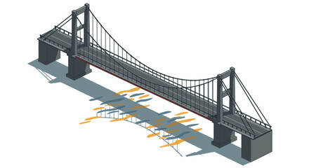 Fototapeta premium Isometric suspension bridge design with shadow effect in urban setting