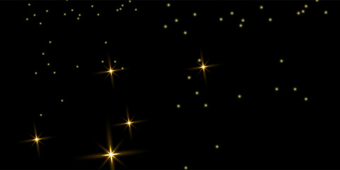 Golden horizontal light flare on dark background. Bright glowing burst with soft glow edges. Gold light effect for festive, magical, sci-fi themes. Abstract