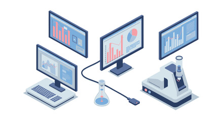 Isometric laboratory data analysis with digital graphs and microscope