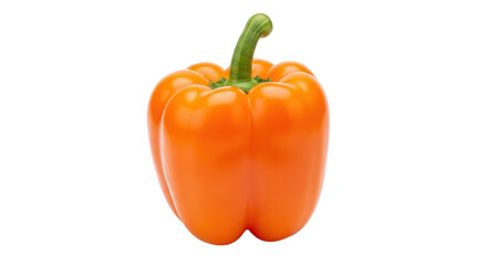 Isolated orange bell pepper with a green stem for fresh vegetable and healthy food options