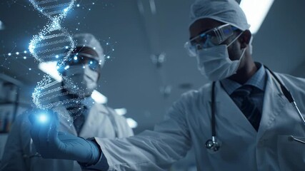 4k video of a scientist examining a DNA strand. - Powered by Adobe