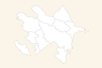 Vector graphic artwork suitable for print and web containing flat detailed map of AZERBAIJAN