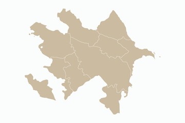 Vector graphic artwork suitable for print and web containing flat detailed map of AZERBAIJAN