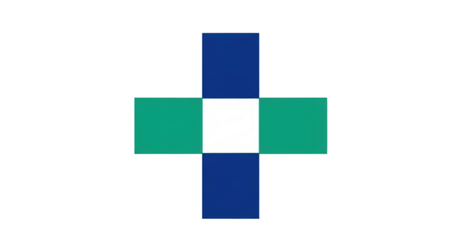 Isolated simple graphic cross design, square elements, colorful, clean and modern look