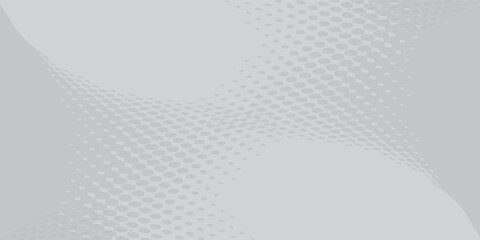 Abstract Grey Halftone Pattern with Swirling Dynamic Dots and Rounded Shapes.