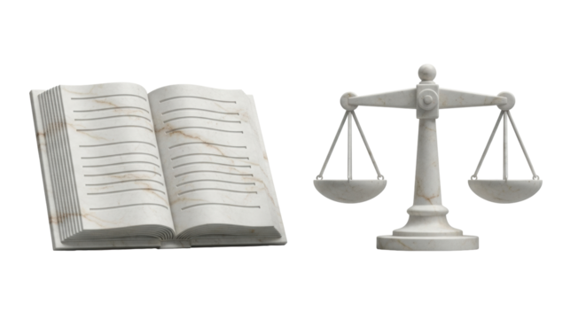 Isolated Scales of Justice and open Book for Lawyer, Attorney, Law Firm or Court Image