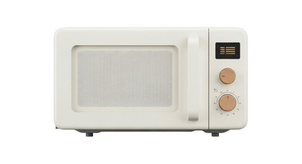 Fototapeta premium Isolated beige microwave appliance, vintage cooking device for household use in a kitchen