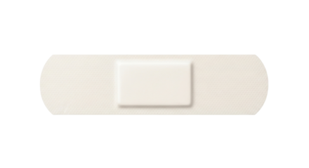 Isolated adhesive bandage or sticking plaster for first aid treatment of wounds, cut, or abrasion