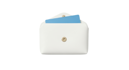 Isolated envelope style cardholder with blue cards inside on a neutral surface, front view