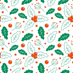 Merry Christmas Seamless Pattern Illustration with Holiday Decoration Elements and Festive Ornaments