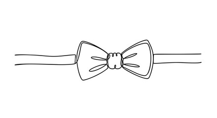 Elegant Bow Tie Continuous Line Vector Drawing