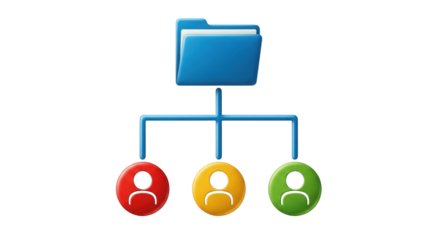 Isolated diagram illustrates organization structure and team hierarchy, project management