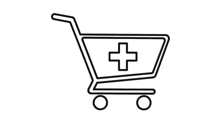 Isolated shopping cart with a medical symbol, healthcare business and pharmacy design