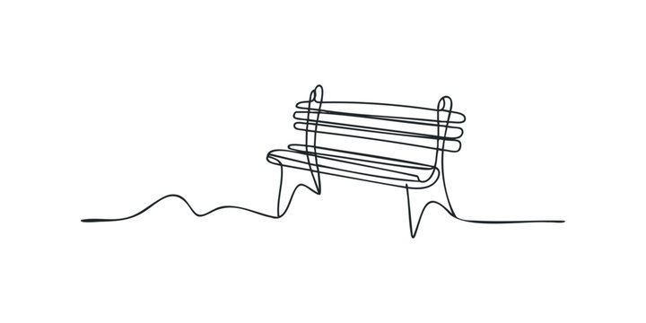 Minimalist bench depicted in single continuous line drawing