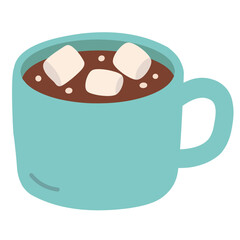 Hot Cocoa Mug in Flat Cute Style for Winter Holiday