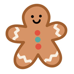 Gingerbread Cookie in Flat Cute Style for Christmas Decor