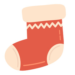Christmas Stocking in Flat Cute Style for Holiday Decor