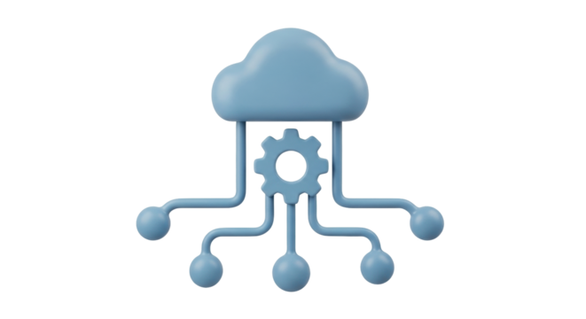 Isolated Cloud Data Service with Gearwheel, representing technology and data processing