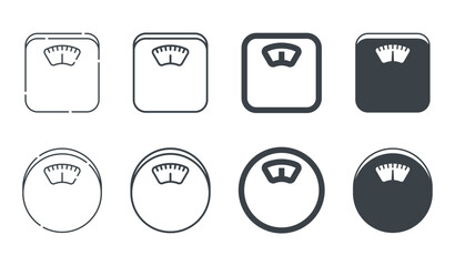 Weigh scale flat icons set in different graphic styles