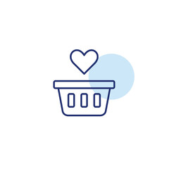 Shopping basket and heart. Trusted payment, preferred checkout options. Business and finances. Pixel perfect, editable stroke vector icon