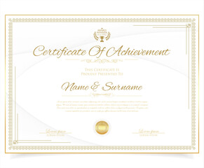 Vector certificate of achievement, appreciation template. Simple stylish diploma design template 