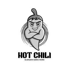 Hot chili art logo vector design monochrome