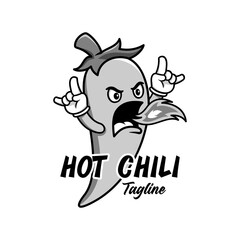 Hot chili art logo vector design monochrome
