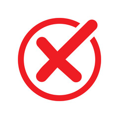 Red "X" with rounded ends inside a broken red circle on a white background. Modern minimalist icon, symbolizing error, cancel, or prohibition, ideal for apps, interfaces, or warning signs.