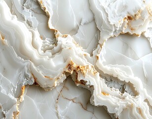 Abstract White and Gold Marble Texture Background with Intricate Veins.