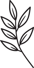 Willow Branch Leaf Silhouette | Black Vector Illustration Design