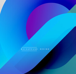 Abstract gradients overlap, creating dynamic visual effect. Blue, purple hues dominate composition. Modern design element.