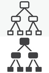 Hierarchy nodes line and solid icon set pack, different style