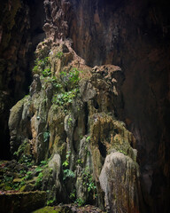 Mysterious cave formation with lush greenery in Batu Caves, Selangor, Kuala Lumpur, Malaysia, March 2019