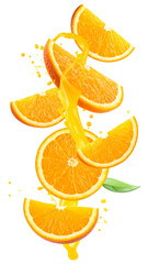 Floating Fresh Orange Fruit in Mid Air on Transparent Background