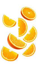 Floating Fresh Orange Fruit in Mid Air on Transparent Background