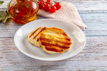 Grilled Greek haloumi cheese snack