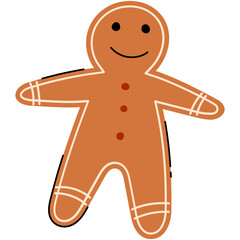 Cute gingerbread man cookie with smiling face