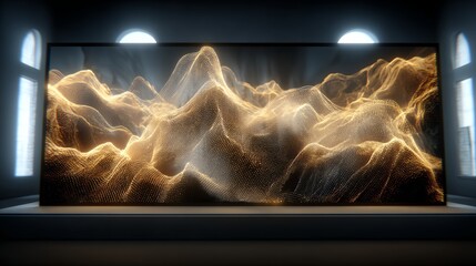 recycled art, modern installation, eco design, sustainable art, abstract sculpture, contemporary gallery, environmental artwork, creative recycling, minimal interior, art and technology, light install