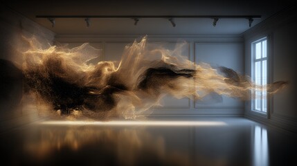 recycled art, modern installation, eco design, sustainable art, abstract sculpture, contemporary gallery, environmental artwork, creative recycling, minimal interior, art and technology, light install